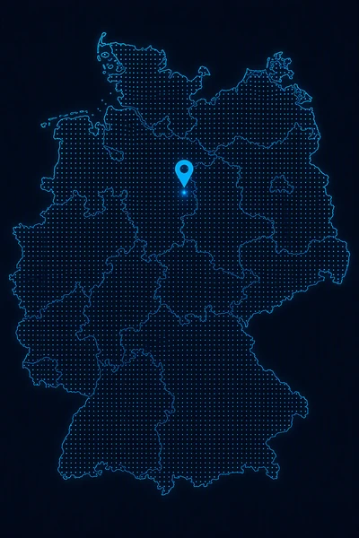 Deutschlandkarte mit Standortmarker bei Wolfsburg